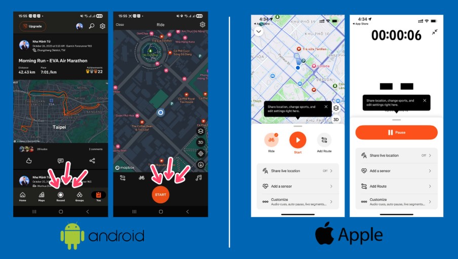 Bắt đầu ghi hoạt động chạy bộ